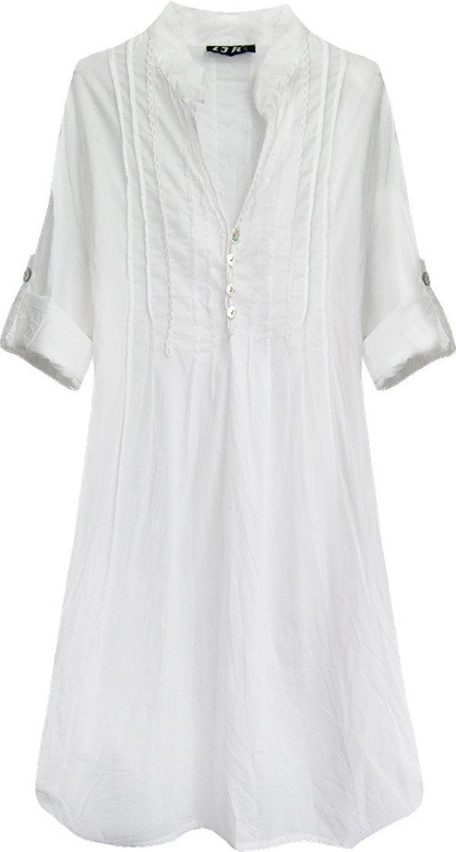 DŁUGA KOSZULA Z ZAKŁADKAMI BIAŁA (1031)