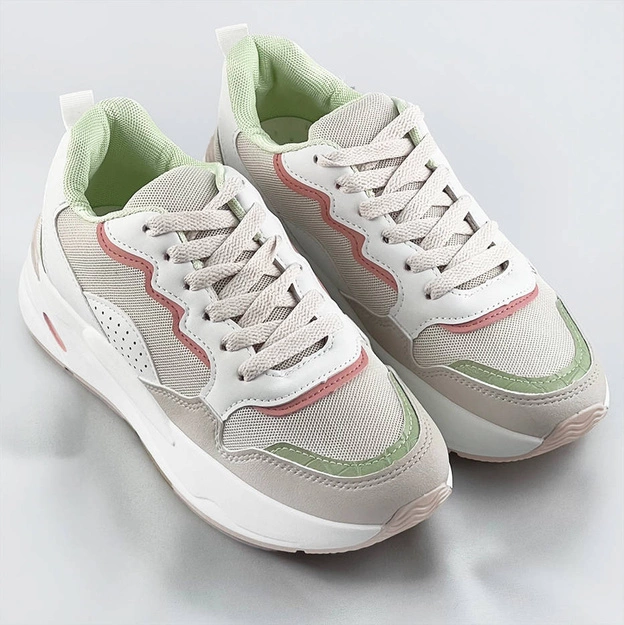 Damskie adidasy na grubszej podeszwie beżowe (bs-05)