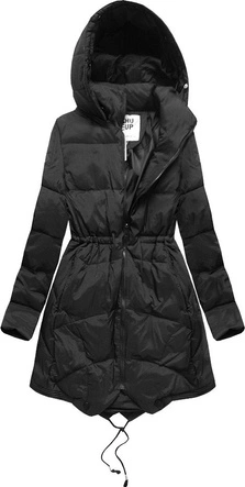 ZIMOWA PIKOWANA KURTKA DAMSKA Z KAPTUREM CZARNA (Y6202)