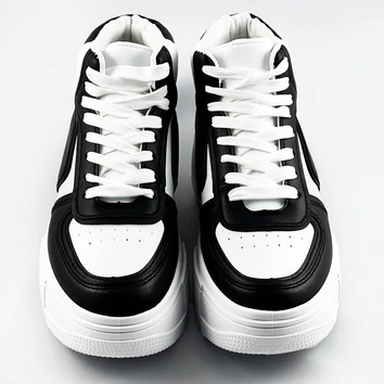 Damskie sneakersy za kostkę biało-czarne (ms-52)