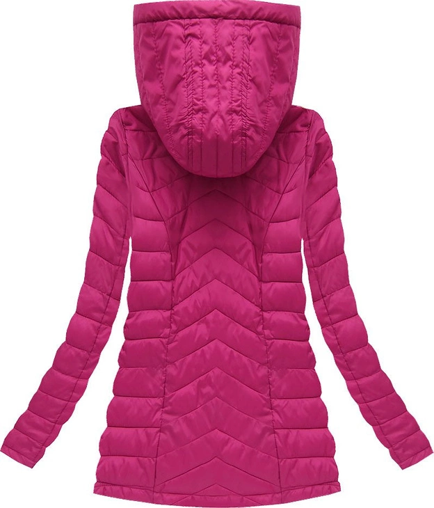 PIKOWANA KURTKA Z KAPTUREM AMARANTOWA (W622BIG)