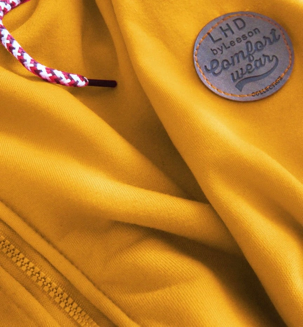 DŁUGA DAMSKA BLUZA DRESOWA Z KAPTUREM ŻÓŁTA (725)