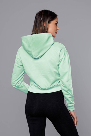 Krótka bluza dresowa z kapturem pistacjowa (8B939-39)