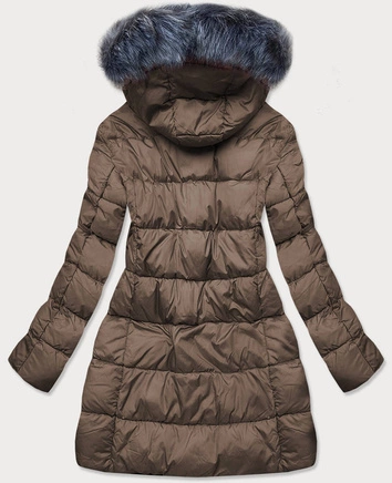 Damska zimowa pikowana kurtka brązowa (7701)