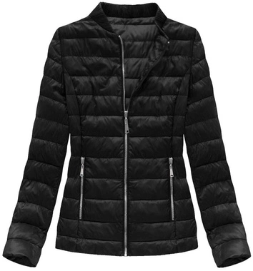 PIKOWANA KURTKA ZE STÓJKĄ CZARNA (R2605)