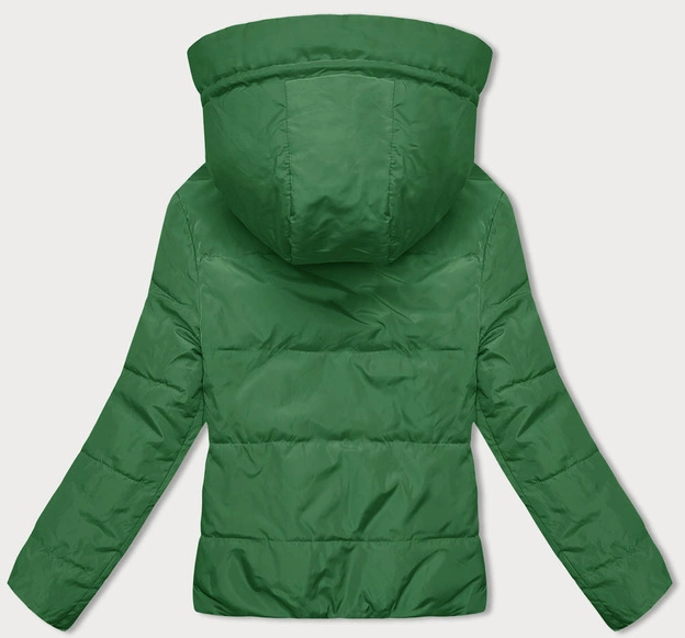 Dwustronna krótka kurtka z kapturem czarno-zielona (B8181-1082)