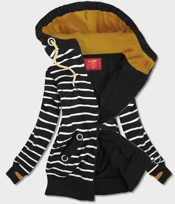 ROZPINANA BLUZA W PASKI CZARNA (645)