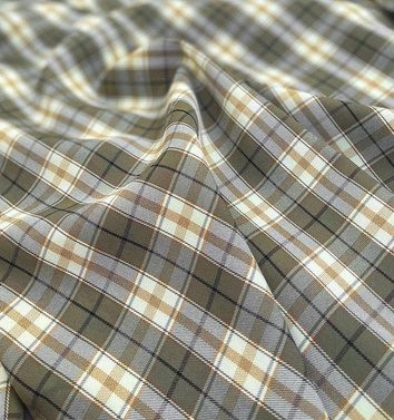 LUŹNA TUNIKA W KRATĘ KHAKI (672/4ART)