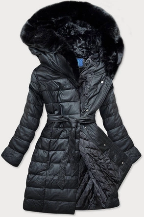 DŁUGA KURTKA DAMSKA EKO SKÓRA CZARNA (GSQ2207)