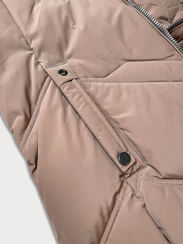 Kurtka zimowa damska plus size z kapturem S'west kakao (B8300-48)