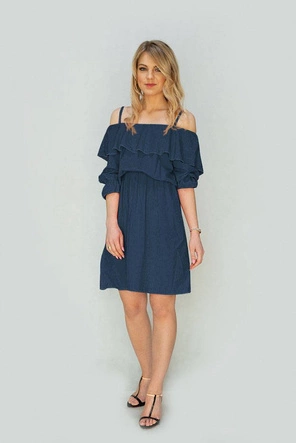 SUKIENKA HISZPANKA Z WIĄZANYM DEKOLTEM GRANATOWA (348ART)