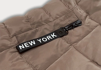 Damska kamizelka z kapturem ciemny beż (B8136-12)