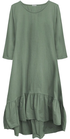 BAWEŁNIANA SUKIENKA OVERSIZE SZAROZIELONA (MODEL8)