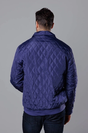 Pikowana kurtka męska z kołnierzem granatowa (58M13081-215)