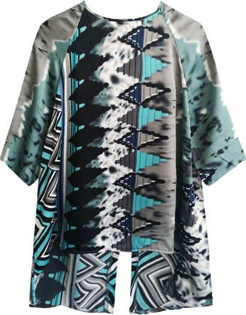 BLUZKA Z ROZCIĘCIEM NA PLECACH TURKUSOWA (430ART)