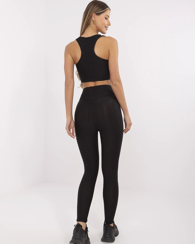 Sportowy komplet top i legginsy czarny (5448)