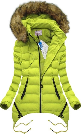 PIKOWANA KURTKA Z KAPTUREM LIMONKOWA (7209W)