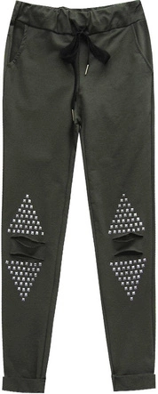 KOMPLET DRESOWY Z NITAMI I ROZCIĘCIAMI KHAKI (76ART)