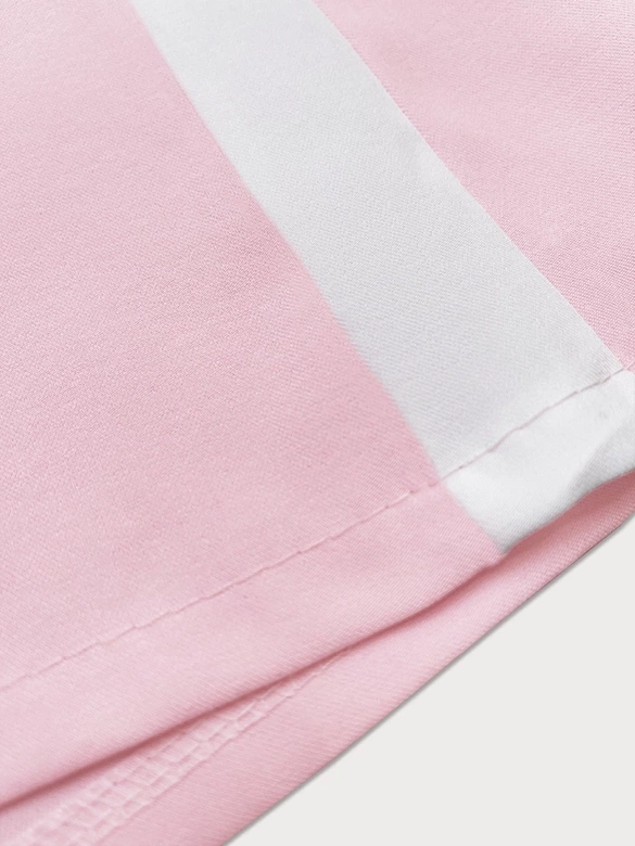 Luźne spodnie damskie z lampasami pudrowy róż (764ART)