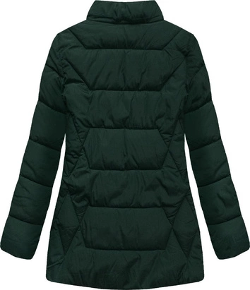 PIKOWANA KURTKA Z KAPTUREM CIEMNOZIELONA (B9901)