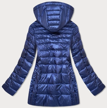 ZIMOWA BŁYSZCZĄCA KURTKA DAMSKA GRANATOWA (7723PLUS)