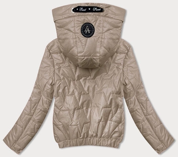 Krótka kurtka damska ze ściągaczem beżowa (B8219-46)