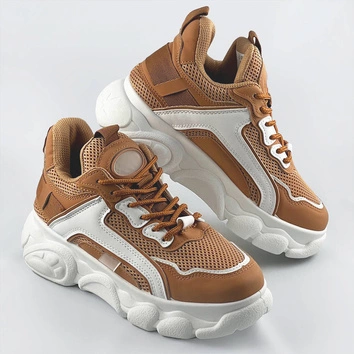 Sneakersy damskie na platformie karmelowe (ym-151)