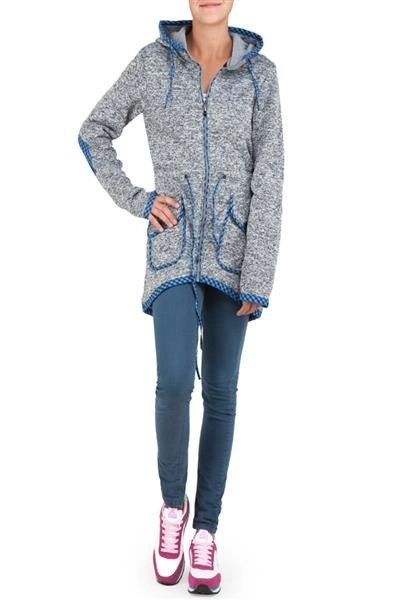 BLUZA Z KAPTUREM SZARO-BIAŁA (LX2256)