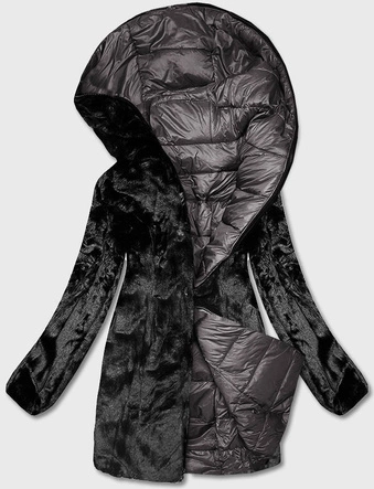 Dwustronna kurtka futro damska brązowa (b8053-101)