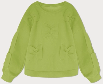 Ciepła bluza damska z kokardkami limonka (23999)