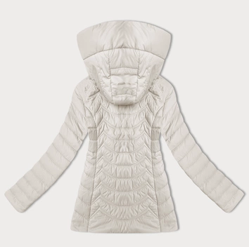 Pikowana kurtka damska z kapturem J Style ecru (16M9238-280)