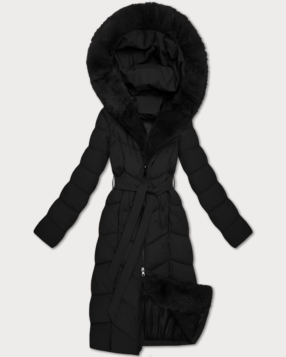 Damska kurtka zimowa z futrzanym panelem S'West czarna (B8525-1)