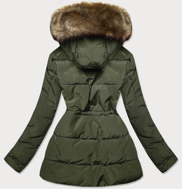 Damska parka zimowa na misiu khaki / brąz (w560)