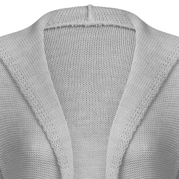 DŁUGI SWETER Z KAPTUREM I KIESZENIAMI JASNOSZARY (114ART)