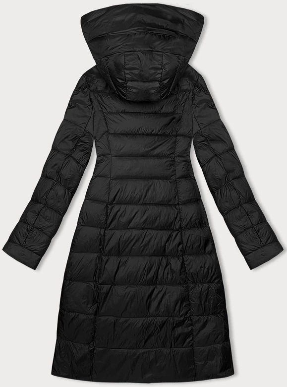 Długa kurtka damska z kapturem Ann Gissy czarna (AG1-J9169)