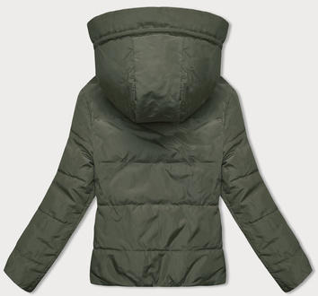 Dwustronna krótka kurtka z kapturem beż-khaki (B8181-101011)