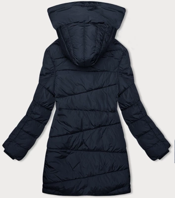 Asymetryczna kurtka damska granatowa (2M-21113)