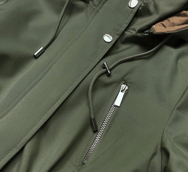 DAMSKA KURTKA DWUSTRONNA KHAKI-BEŻ (BH2016)