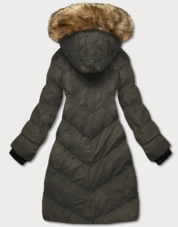 Kurtka zimowa damska z ozdobnym pikowaniem army (5m730-136)