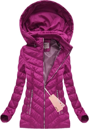 PIKOWANA KURTKA Z KAPTUREM AMARANTOWA (W619BIG)