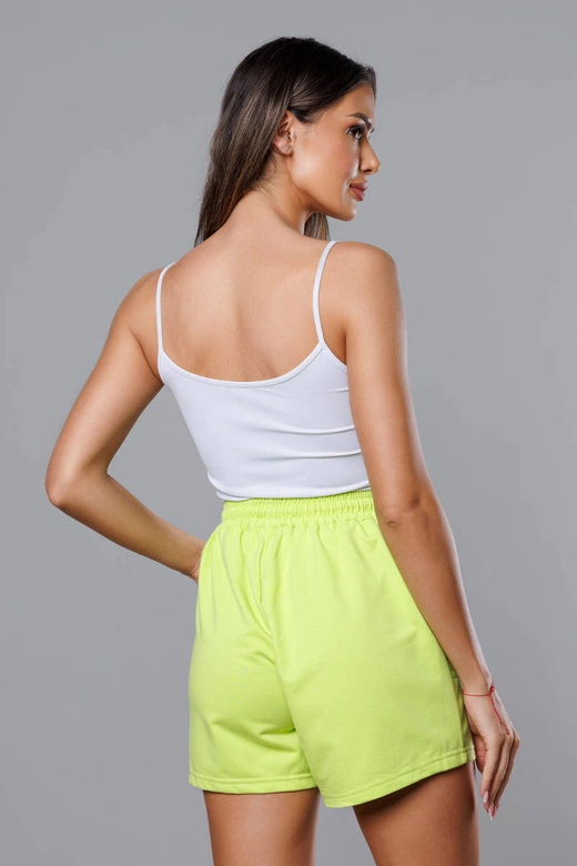 Dresowe spodenki damskie limonka (8K950-72)