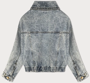 Luźna kurtka damska z przetarciami jasna niebieska (W024)