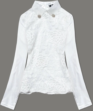 ELEGANCKA BLUZKA Z KOŁNIERZYKIEM ECRU (8521)