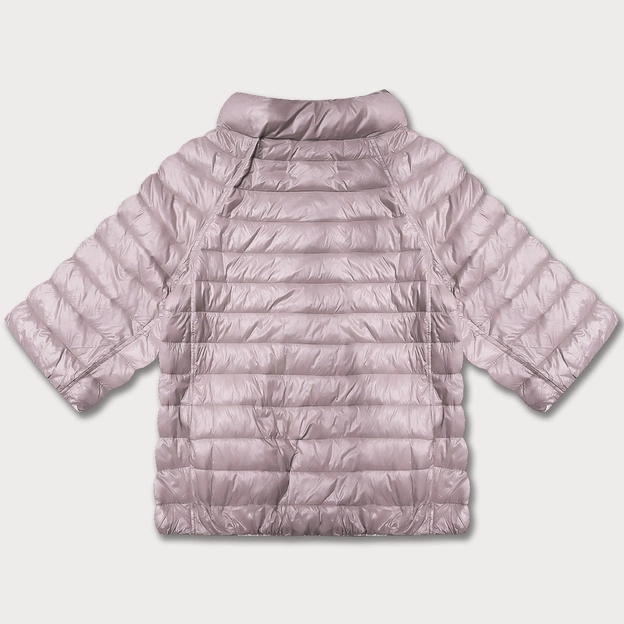 Dwustronna kurtka damska plus size z rękawem 3/4 Minority brudny róż/kwiaty (M23-7010-52)