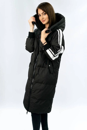 PŁASZCZ DAMSKI ZIMOWY Z PUCHEM NATURALNYM CZARNY (7095)