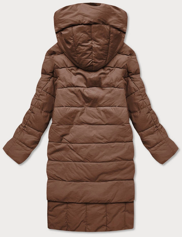 ASYMETRYCZNA KURTKA DAMSKA OVERSIZE KARMELOWA (1535)