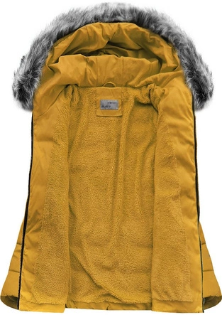 PIKOWANA KURTKA Z KAPTUREM ŻÓŁTA (R9505)