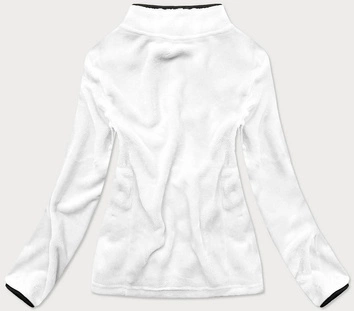 Pluszowa damska bluza ze stójką biało-czarna (hh002-45-1)