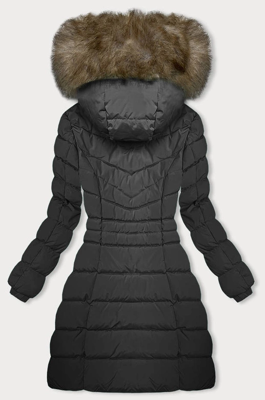 Puchowa zimowa kurtka damska czarna (LHD-23032)