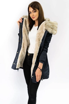 DAMSKA KURTKA ZIMOWA TYPU PARKA GRANATOWA (B2648)